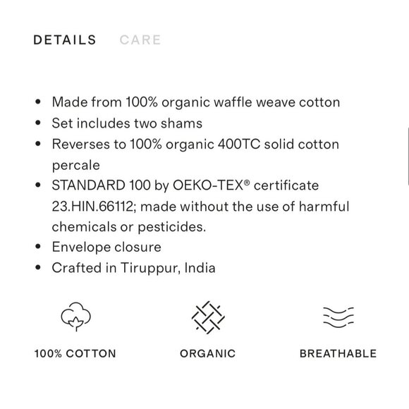 NWOT Quince Lux Organic Waffle Pillow Sham Set of 2 Light Grey King 20”x36” - Picture 4 of 4